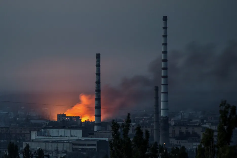 Požár v chemičce Azot v Severodoněcku