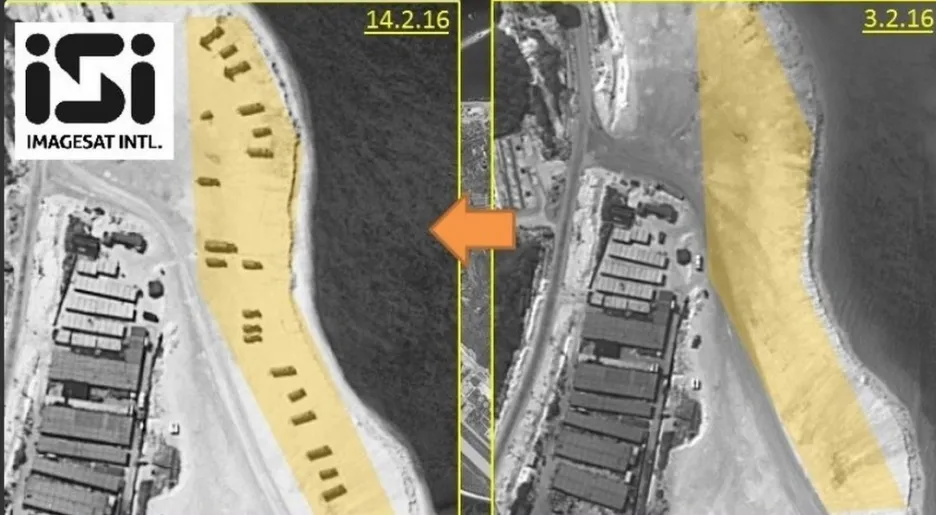 Satelitní snímky ostrova Woody s raketovým systémem