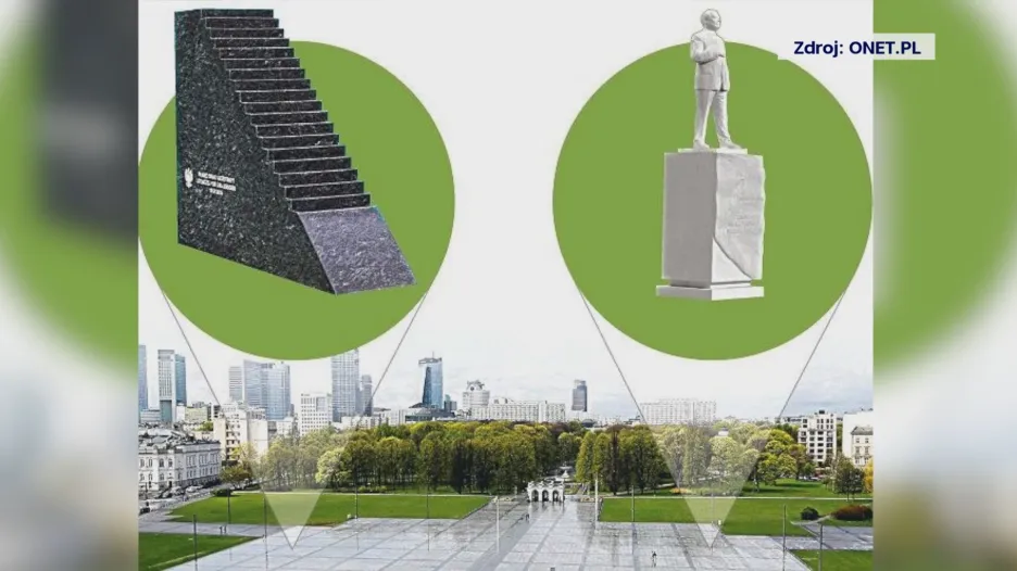 Pomník a socha, jež mají vzrůst na Pilsudského náměstí