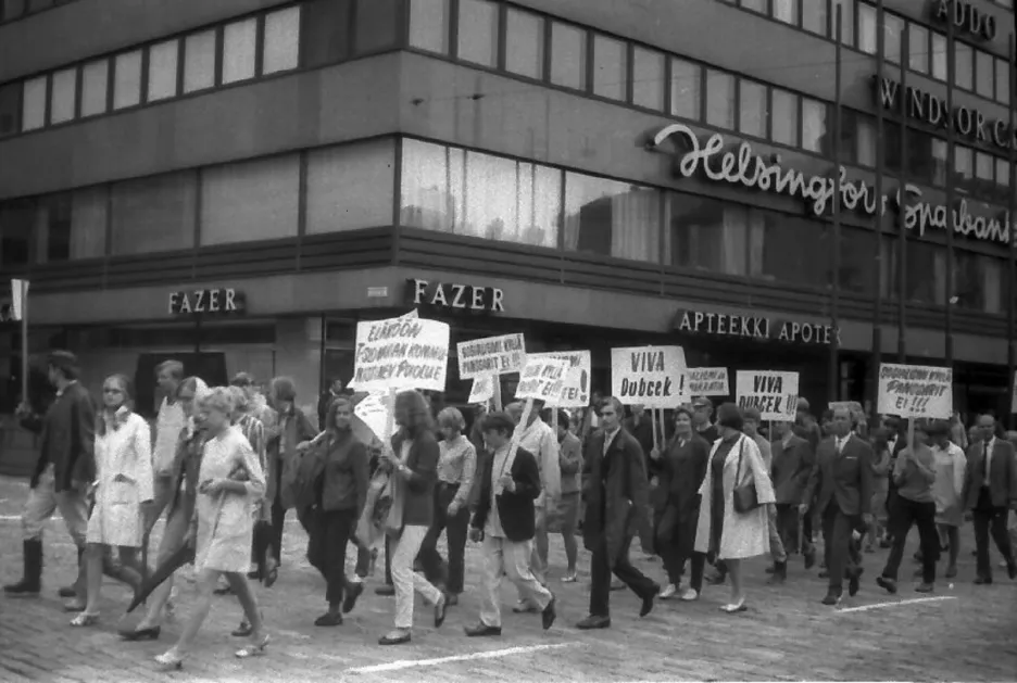 Demonstrace v Helsinkách proti invazi do Československa v srpnu 1968