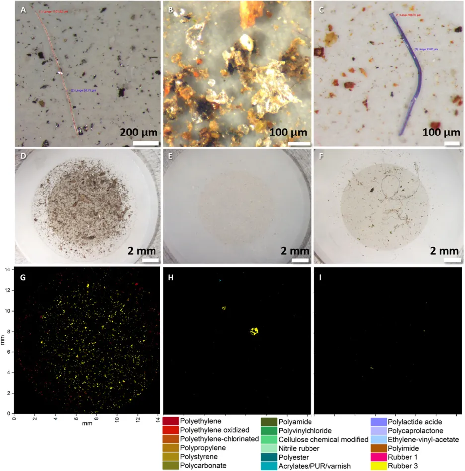 Ukázky mikroplastů objevených na Špicberkách