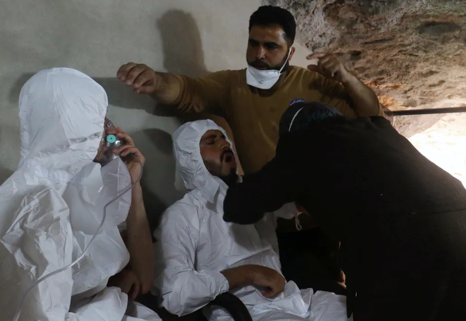 Následky údajného chemického útoku v provincii Idlib