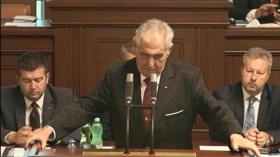 Projev prezidenta Miloše Zemana v Poslanecké sněmovně