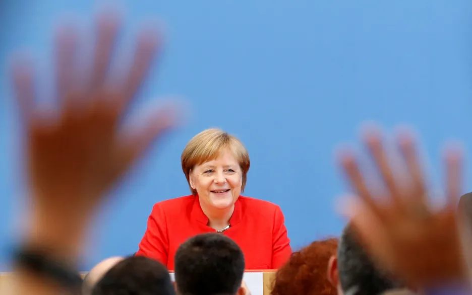 Angela Merkelová na výroční tiskové konferenci