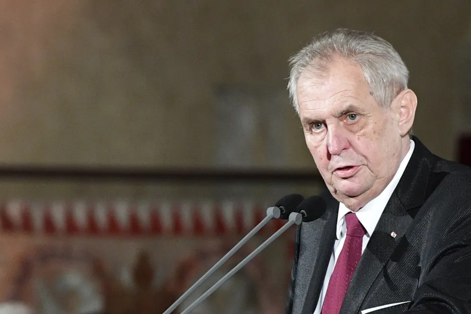 Miloš Zeman při projevu ve Vladislavském sále Pražského hradu.