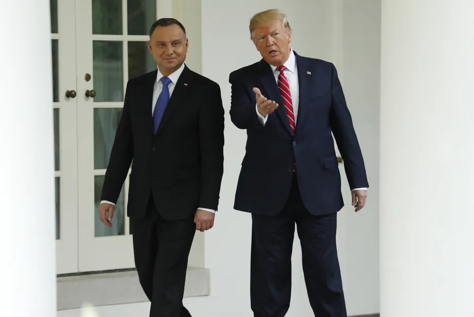 Andrzej Duda s Donaldem Trumpem v Bílém domě