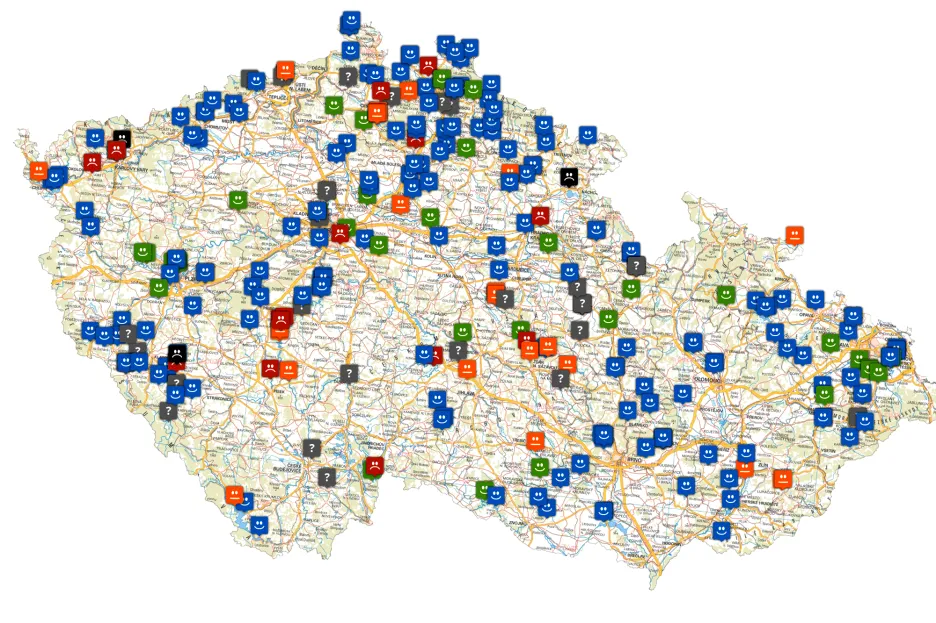 Mapa koupání v ČR