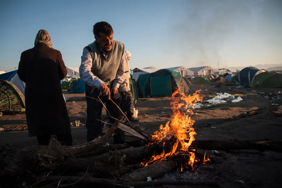 Uprchlický tábor na řecko-makedonské hranici