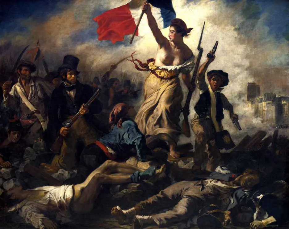 Eugéne Delacroix - Svoboda vede lid na barikády (1830)
