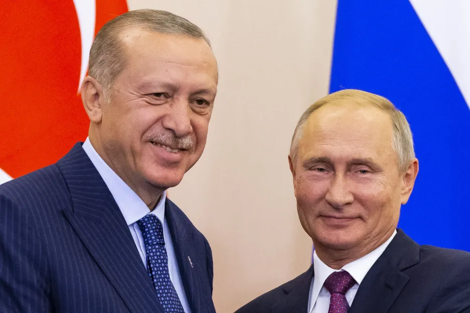 Recep Tayyip Erdogan a Vladimir Putin po jednání v Soči
