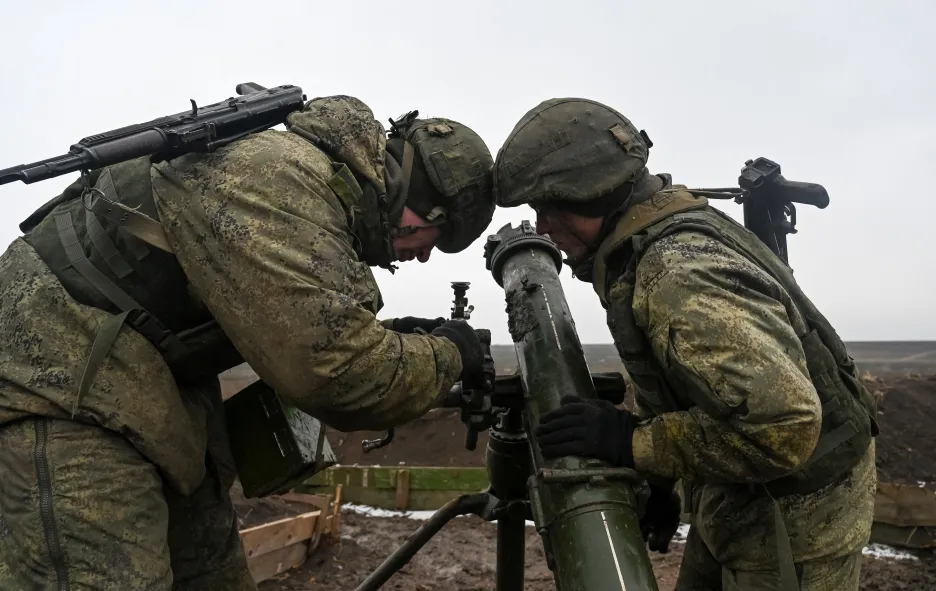 Ruští vojáci cvičí u Rostova