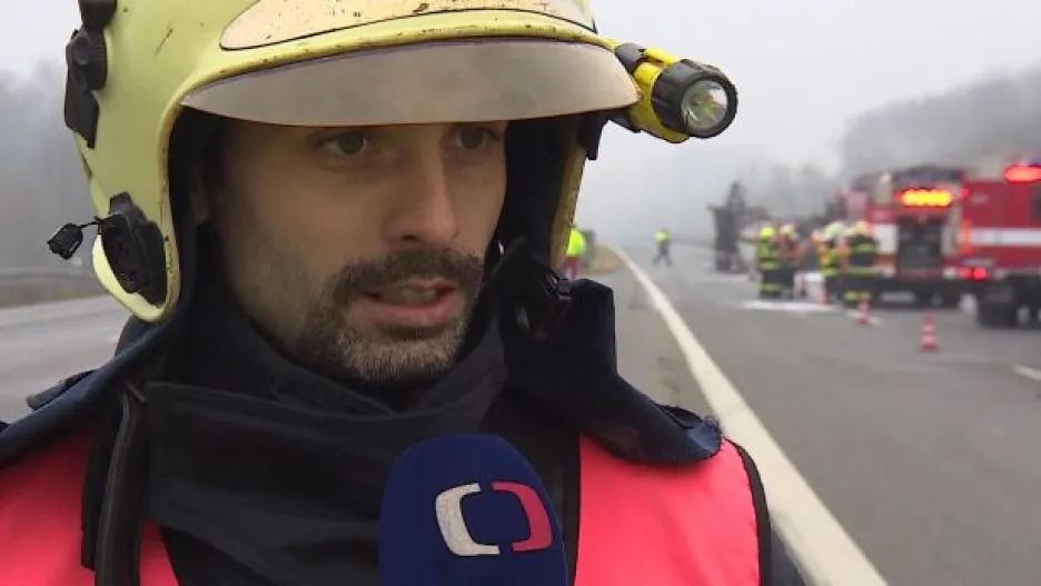 Video O nehodě dvou kamionů hovoří mlučí hasičů Jaroslav Mikoška