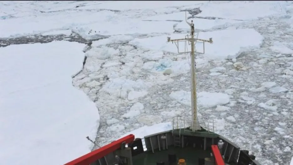 Video Čínský ledoborec zůstává u Antarktidy
