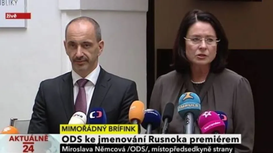 Video ODS ke jmenování Rusnoka premiérem