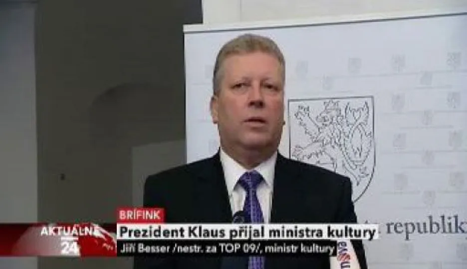 Video Brífink Jiřího Bessera po jednání s prezidentem Václavem Klausem
