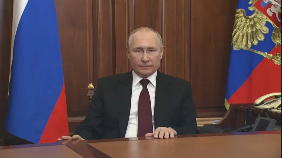 Video Prohlášení ruského prezidenta ve státní televizi
