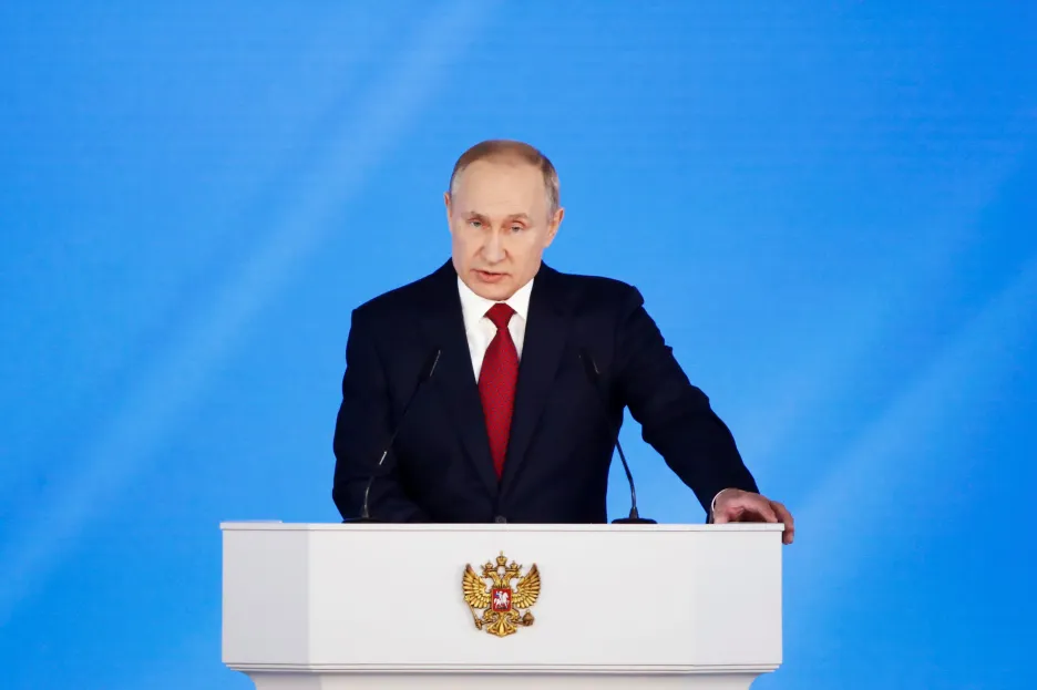 Vladimir Putin při projevu o stavu země
