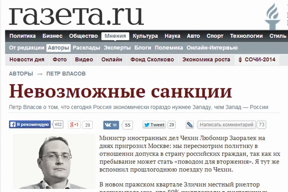 Gazeta.ru o nemožnosti zavést proti Rusku sankce