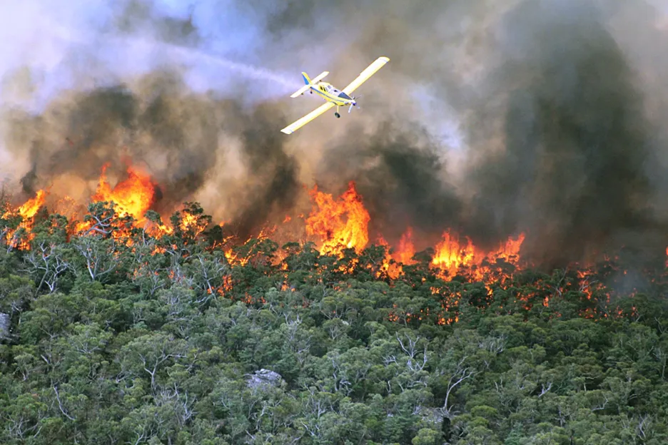Požáry na jihu Austrálie v oblasti Grampians