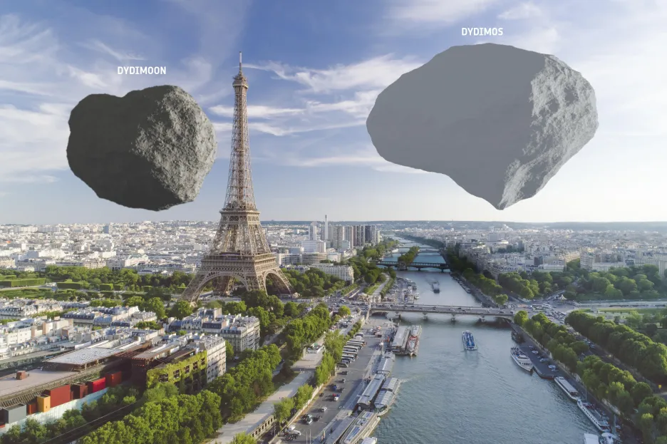 Srovnání svou asteroidů systému Didymos s Eifelovkou