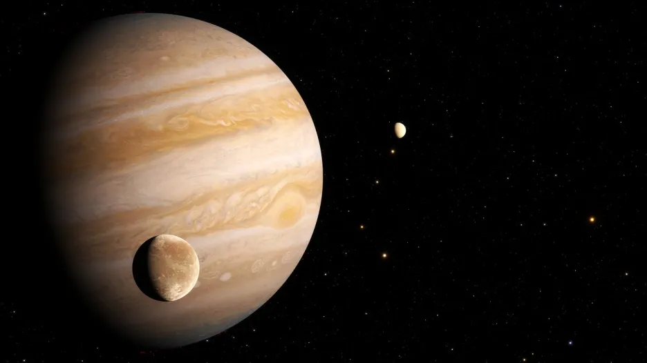 Ganymedes a Jupiter, vizualizace