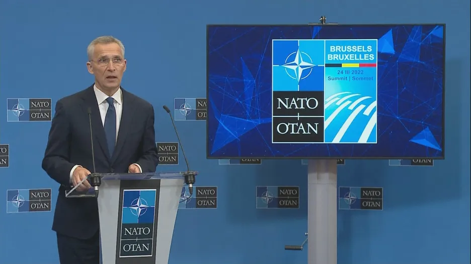 Generální tajemník Stoltenberg k výsledkům mimořádného summitu NATO o válce na Ukrajině