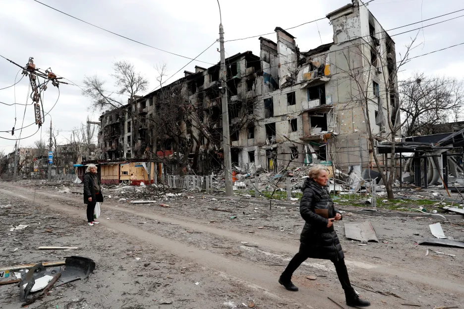 Mariupol po ruském ostřelování, 18. dubna 2022