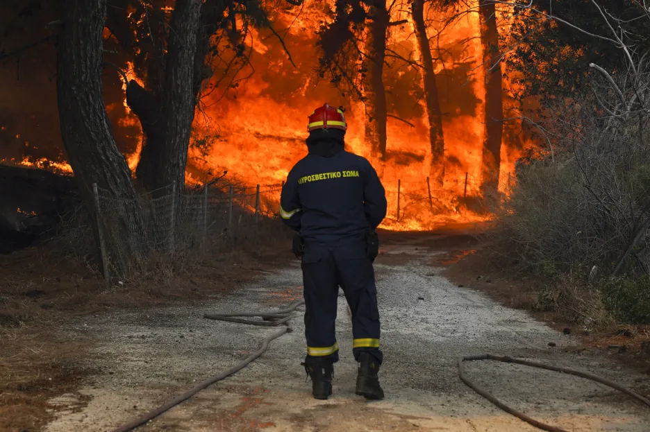 Požár v resortu Vatera na řeckém ostrově Lesbos
