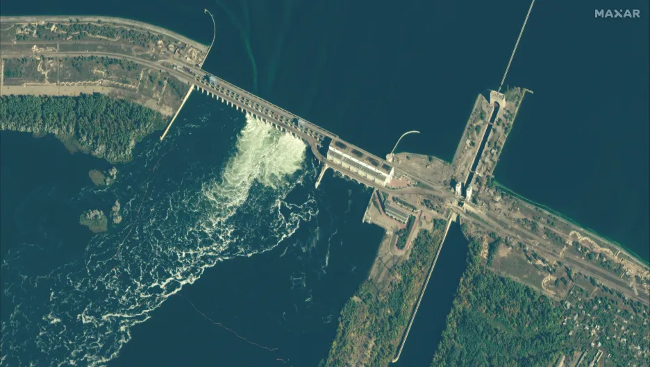Satelitní snímek Kachovské přehrady