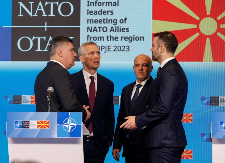 Generální tajemník NATO Jens Stoltenberg po jednání v makedonské Skopje se zástupci Chorvatska, Severní Makedonie a Černé Hory
