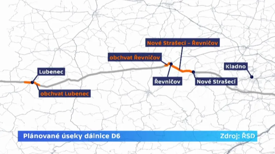 Plánované úseky dálnice D6