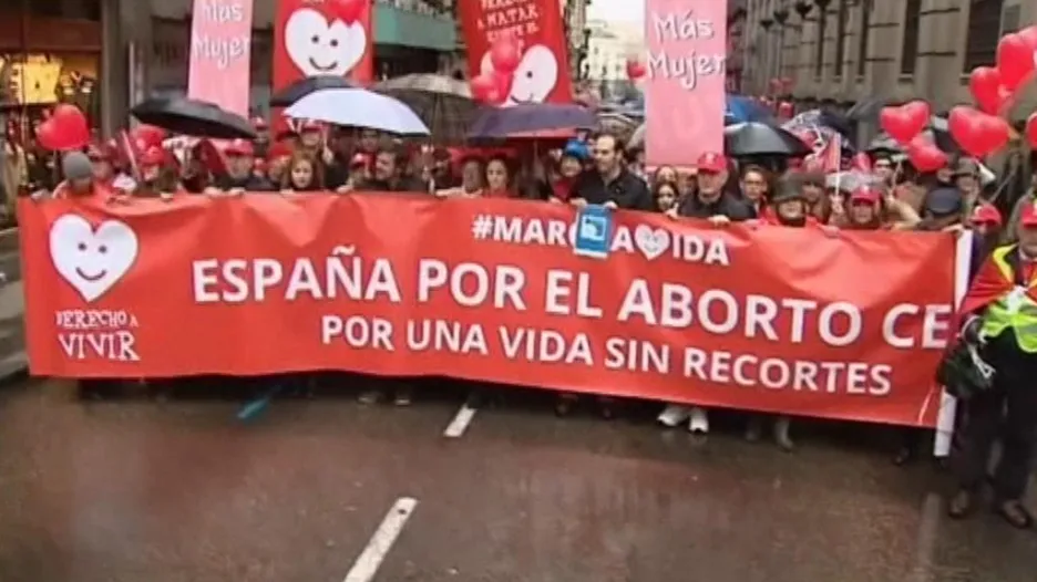 Protest za podporu potratů ve Španělsku