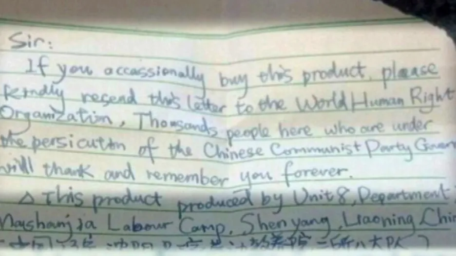 Dopis od čínského vězně
