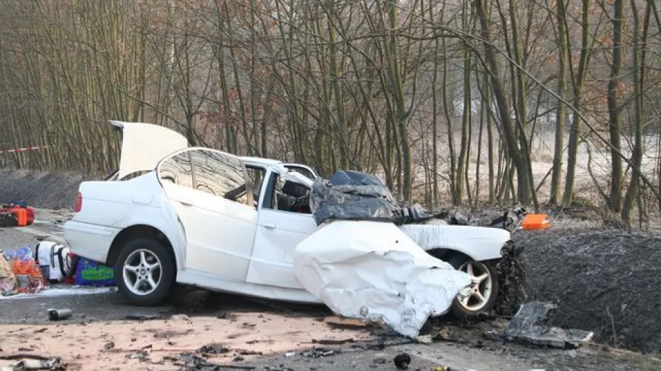 Vrak BMW po nehodě
