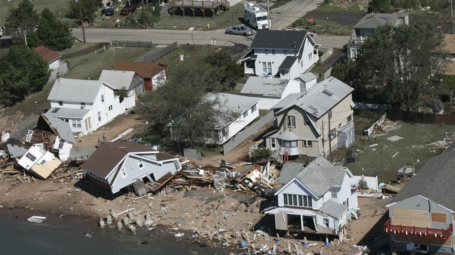 Domy zničené hurikánem Irene