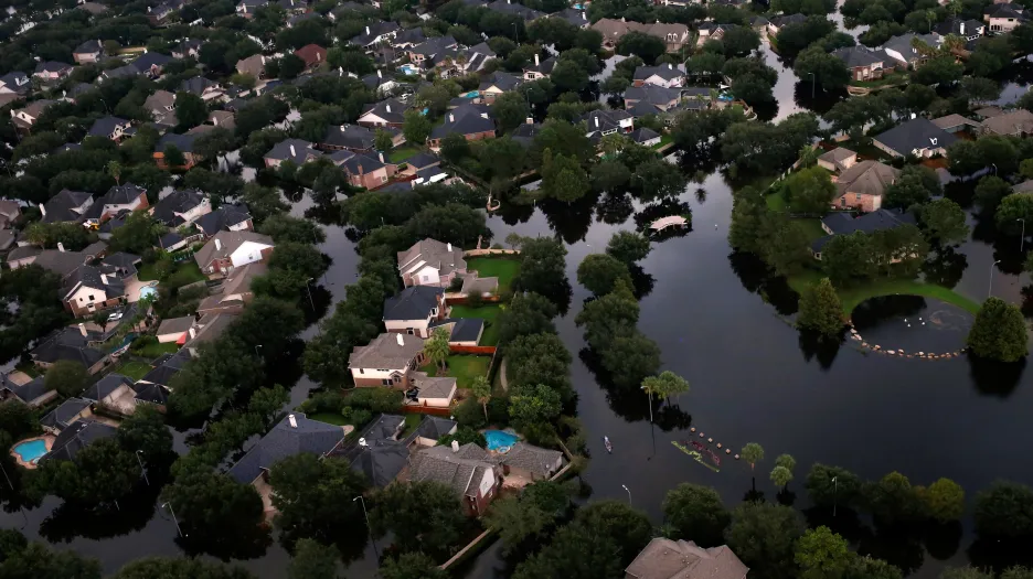 Zaplavená čtvrť města Houston