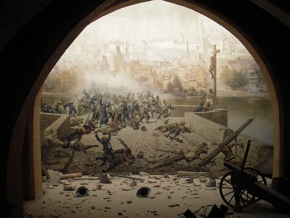 Bitva na Karlově mostě v Zrcadlové kapli na Petříně