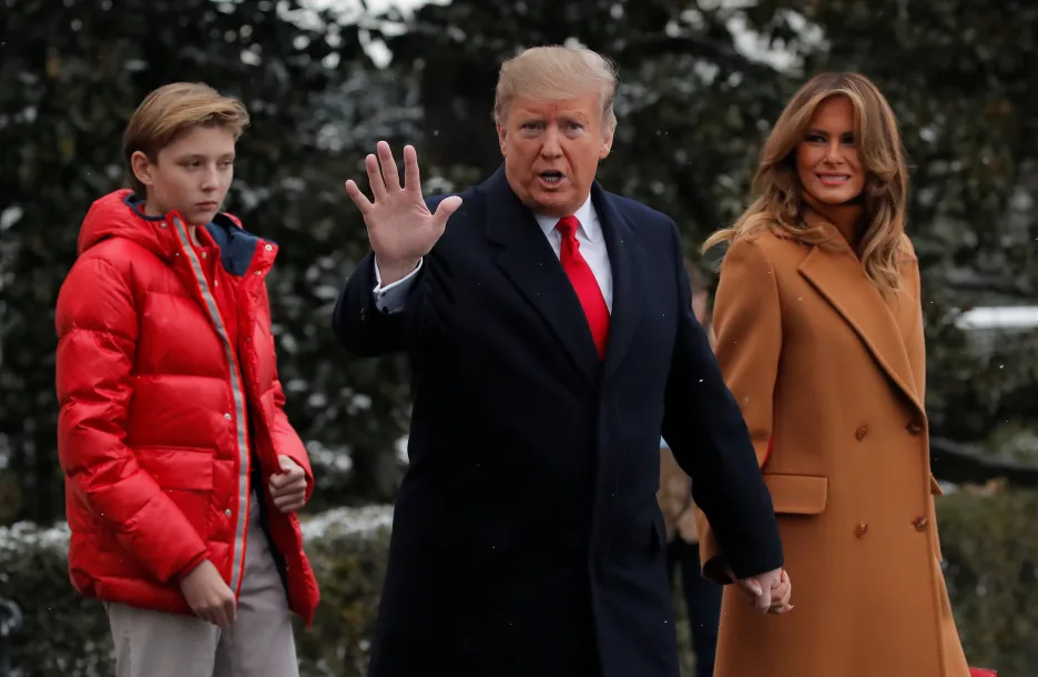 Prezident Donald Trump s manželkou Melanií a synem Barronem
