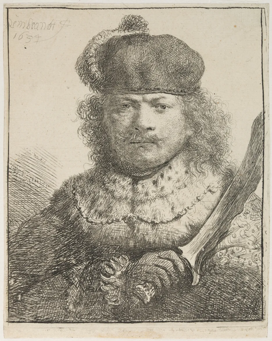 Rembrandt van Rijn / Autoportrét se vztyčenou šavlí, 1634