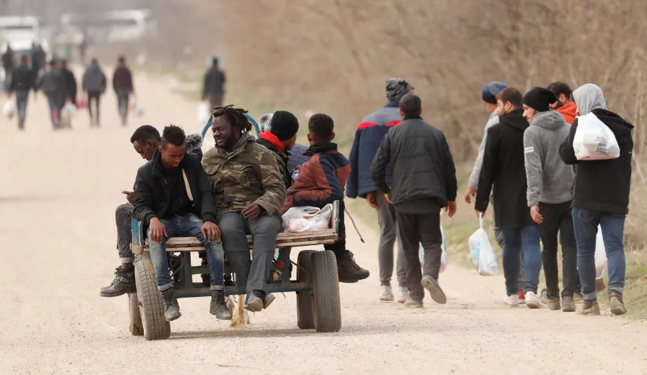 Uprchlíci směřující k řecko-turecké hranici