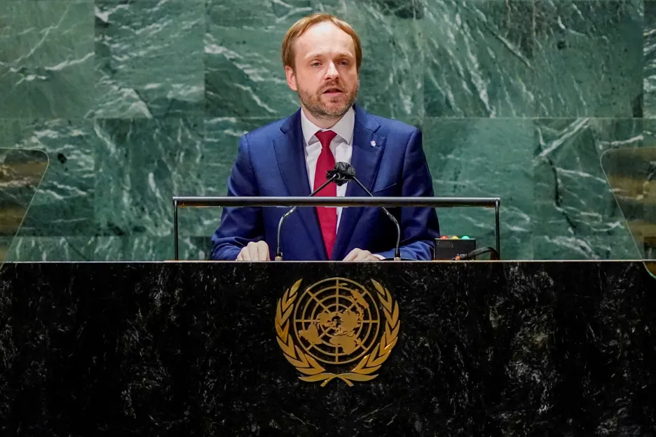 Český ministr zahraničí Jakub Kulhánek na zasedání OSN