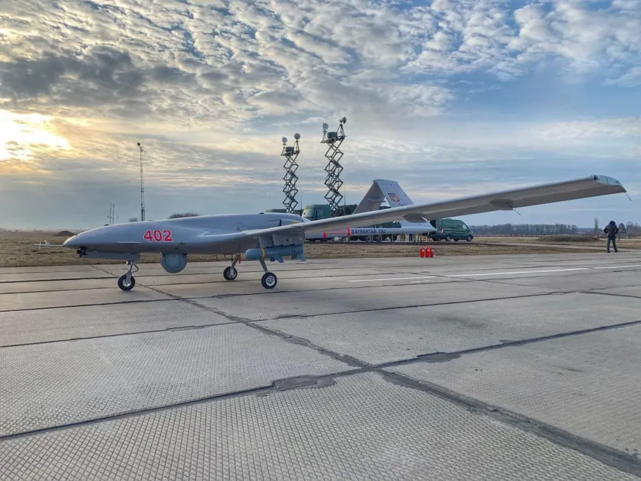 Dron Bayraktar TB2 patřící ukrajinské armádě