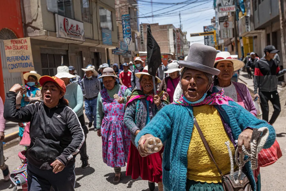Protivládní protest v peruánském městě Juliaca