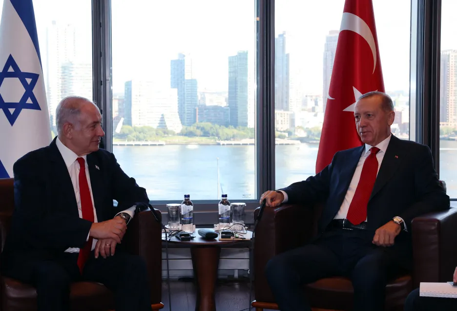 Izraelský premiér Benjamin Netanjahu a turecký prezident Recep Tayyip Erdogan 