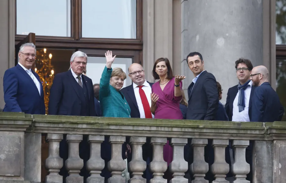 Zástupci CDU-CSU a strany Zelených na společném jednání o nové německé vládě
