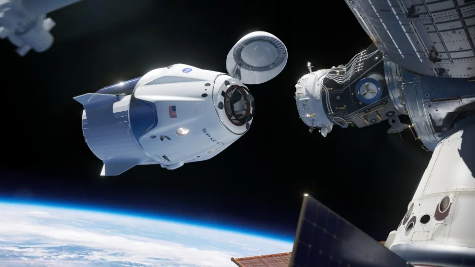 Vizualizace dokování lodi Crew Dragon k ISS