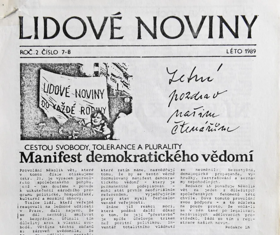 Samizdat Lidové noviny z léta 1989