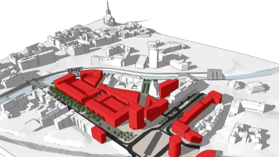 Vizualizace projektu na využití území po zbouraném domu kultury v Plzni