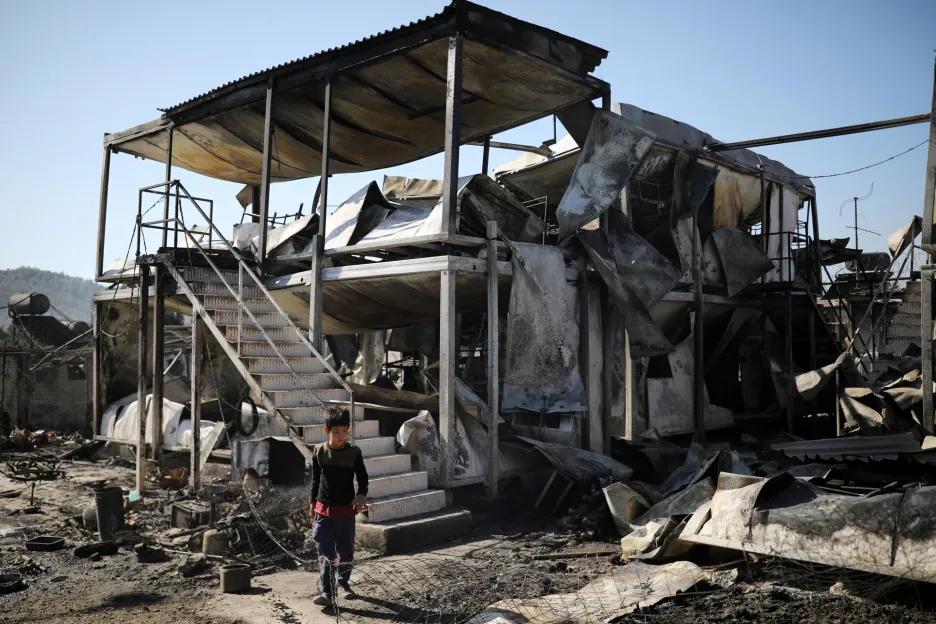 Uprchlický tábor Moria a řeckém ostrově Lesbos zničil rozsáhlý požár