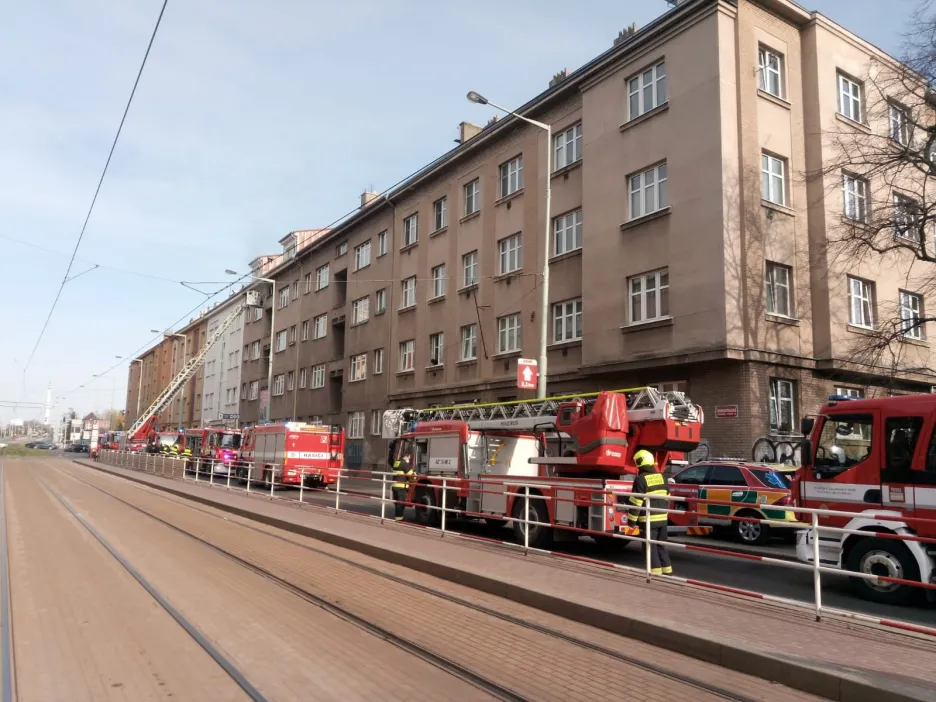 Místo zásahu hasičů v Praze